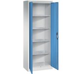 C+P Armario de puertas batientes para taller, H x A x P 1950 x 700 x 400 mm, gris luminoso / azul luminoso