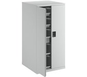 LISTA Cajonera con puertas batientes, altura 1450 mm, 2 baldas, 3 cajones, carga máx. 75 kg, gris luminoso