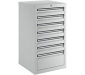 kaiserkraft Cajonera, H x A x P 900 x 500 x 500 mm, 6 cajones de 100 mm de altura y 1 cajón de 200 mm, cuerpo y cajones en gris luminoso