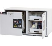 asecos Armario inferior combinado resistente al fuego tipo 90, anchura 1102 mm, 3 cajones, gris luminoso