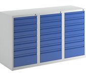 eurokraft basic Cajonera, acero, H x A x P 900 x 1500 x 500 mm, 21 cajones, color de los cajones azul genciana