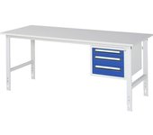 kaiserkraft Mesa de trabajo con cajonera, buck para debajo de la mesa con 3 cajones 1 x 90, 2 x 120 mm, A x P 2000 x 800 mm, tablero de melamina,