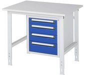 kaiserkraft Mesa de trabajo con cajonera, buck para debajo de la mesa con 4 cajones 1 x 90, 2 x 120, 1 x 140 mm, A x P 1000 x 800 mm, tablero de