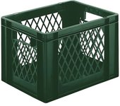 kaiserkraft Recipiente apilable en euroformato, paredes perforadas, fondo cerrado, L x A x H 400 x 300 x 266 mm, verde, UE 5 unid.