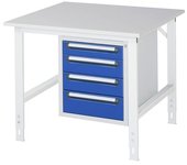 kaiserkraft Mesa de trabajo con cajonera, buck para debajo de la mesa con 4 cajones 1 x 90, 2 x 120, 1 x 140 mm, A x P 1000 x 1000 mm, tablero de