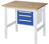 kaiserkraft Mesa de trabajo con cajonera, buck para debajo de la mesa con 3 cajones 1 x 90, 2 x 120 mm, A x P 1000 x 800 mm, tablero de madera maciza