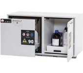 asecos Armario inferior combinado resistente al fuego tipo 90, anchura 1102 mm, 2 cajones, gris luminoso