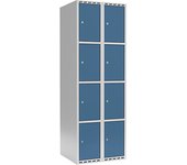 kaiserkraft Armario de 4 compartimentos Fydor, 2 secciones, gris luminoso / azul brillante, A 600 mm, 2 compartimentos, techo plano, cerradura de