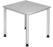 kaiserkraft Escritorio, H x P 685 - 810 x 800 mm, 4 patas de tubo redondo, anchura 800 mm, aluminio blanco/gris luminoso