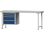 ANKE Banco de trabajo, bastidor modular serie V, 2 cajones de 90 mm, 2 cajones de 180 mm, tablero revestido de chapa de acero, anchura 2000 mm