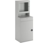 eurokraft pro Puesto de trabajo para ordenador, chapa de acero, H x A 1770 x 650 mm, con compartimento para el monitor, color de la puerta gris