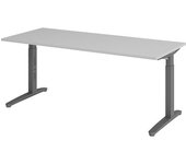 eurokraft pro ANNY - Escritorio con armazón de patas en C, de altura regulable entre 650 y 850 mm, anchura 1800 mm, gris luminoso/grafito
