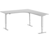 kaiserkraft Escritorio Atlanta, de altura regulable eléctricamente, en forma de L, A x P 1800 x 2000 mm, gris luminoso/blanco, a la derecha