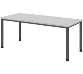 kaiserkraft Escritorio, H x P 685 - 810 x 800 mm, 4 patas de tubo redondo, anchura 1800 mm, grafito/gris luminoso
