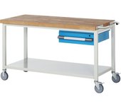 eurokraft pro Banco de trabajo rodante Serie 8000, construcción de bastidor, 1 cajón colgante, repisa, A x P 1500 x 700 mm