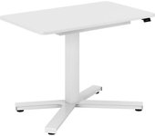kaiserkraft Escritorio Miva, de altura regulable eléctricamente, mesa auxiliar monocolumna, recto, L x A 900 x 550 mm, blanco/blanco