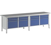 ANKE Anchura del banco de trabajo 2800 mm, bastidor modular, 12 cajones: 8 x 90 mm, 4 x 360 mm, tablero universal