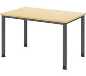 kaiserkraft Escritorio, H x P 685 - 810 x 800 mm, 4 patas de tubo redondo, anchura 1200 mm, grafito/arce