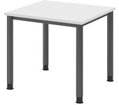 kaiserkraft Escritorio, H x P 685 - 810 x 800 mm, 4 patas de tubo redondo, anchura 800 mm, grafito/blanco