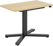 kaiserkraft Escritorio Miva, de altura regulable eléctricamente, mesa auxiliar monocolumna, recto, L x A 900 x 550 mm, roble claro/negro