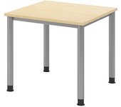 kaiserkraft Escritorio, H x P 685 - 810 x 800 mm, 4 patas de tubo redondo, anchura 800 mm, aluminio blanco/arce