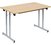kaiserkraft Mesa plegable F25, A x P 1200 x 700 mm, tablero en decoración de haya, armazón aluminio blanco