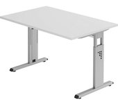kaiserkraft Escritorio con armazón de patas en C, altura regulable entre 680 - 760 mm, profundidad 800 mm, anchura 1200 mm, gris luminoso