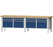 ANKE Anchura del banco de trabajo 2800 mm, bastidor modular, 12 cajones: 8 x 90 mm, 4 x 360 mm, tablero de haya maciza