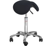 kaiserkraft Silla tipo montura para estar sentado de forma dinámica, altura de asiento 530 - 720 mm, tela negra