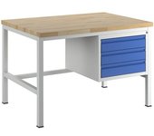 RAU Banco de trabajo, bastidor modular, 3 cajones de tamaño L, profundidad 900 mm, anchura 1250 mm