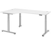 kaiserkraft Escritorio esquinero, de altura regulable eléctricamente, a la izquierda, A x P 2000 x 1200 mm, blanco