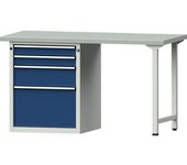 ANKE Banco de trabajo, bastidor modular serie V, 4 cajones: 2 x 90, 1 x 180, 1 x 360 mm, tablero revestido de chapa de acero