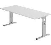 kaiserkraft Escritorio con armazón de patas en C, altura regulable entre 680 - 760 mm, profundidad 800 mm, anchura 1800 mm, gris luminoso