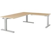mauser Escritorio, acoplado, A x P 1800 x 800 mm, prolongación angular a la derecha (anchura 1000 mm), tablero en decoración de arce, armazón en
