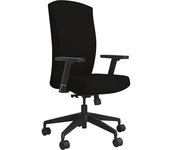 kaiserkraft Silla giratoria de oficina BEAT, con reposabrazos y ruedas universales, respaldo / asiento negro
