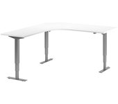 kaiserkraft Escritorio Atlanta, de altura regulable eléctricamente, en forma de L, A x P 1800 x 2000 mm, blanco/plateado, a la izquierda
