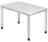 kaiserkraft Escritorio, H x P 685 - 810 x 800 mm, 4 patas de tubo redondo, anchura 1200 mm, aluminio blanco/blanco