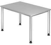 kaiserkraft Escritorio, H x P 685 - 810 x 800 mm, 4 patas de tubo redondo, anchura 1200 mm, aluminio blanco/gris luminoso