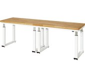 RAU Mesa de trabajo, altura regulable eléctricamente, altura 740 - 1140 mm, tablero de haya maciza, A x P 2500 x 700 mm