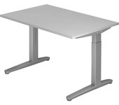 eurokraft pro ANNY - Escritorio con armazón de patas en C, de altura regulable entre 650 y 850 mm, anchura 1200 mm, gris luminoso/aluminio blanco