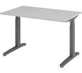eurokraft pro ANNY - Escritorio con armazón de patas en C, de altura regulable entre 650 y 850 mm, anchura 1200 mm, gris luminoso/grafito