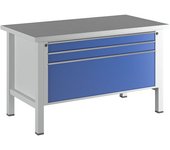 ANKE Banco de trabajo de 1500 mm de anchura, bastidor modular, 3 cajones: 2 x 90, 1 x 360 mm, tablero universal, altura 890 mm