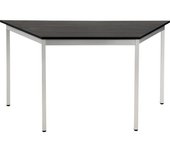 eurokraft basic Mesa multiuso, trapezoidal, H x A x P 740 x 1400 x 700 mm, tablero en decoración de fresno gris oscuro, armazón aluminio blanco