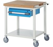 eurokraft pro Banco de trabajo rodante Serie 8000, construcción de bastidor, 1 cajón colgante, repisa, A x P 750 x 700 mm