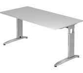 eurokraft pro Escritorio, armazón de pata en C, altura regulable, H x A x P 720 x 1600 x 800 mm, gris luminoso