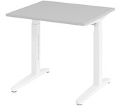 eurokraft pro ANNY - Escritorio con armazón de patas en C, de altura regulable entre 650 y 850 mm, anchura 800 mm, gris luminoso/blanco
