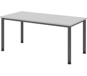 kaiserkraft Escritorio, H x P 685 - 810 x 800 mm, 4 patas de tubo redondo, anchura 1600 mm, grafito/gris luminoso