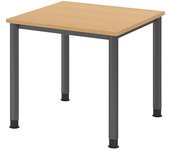 kaiserkraft Escritorio, H x P 685 - 810 x 800 mm, 4 patas de tubo redondo, anchura 800 mm, grafito/haya