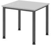 kaiserkraft Escritorio, H x P 685 - 810 x 800 mm, 4 patas de tubo redondo, anchura 800 mm, grafito/gris luminoso