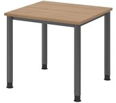 kaiserkraft Escritorio, H x P 685 - 810 x 800 mm, 4 patas de tubo redondo, anchura 800 mm, grafito/nogal